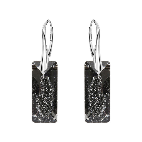 Sudraba auskari "Augošais Kristāls II (Silver Night)" ar Swarovski™ kristāliem