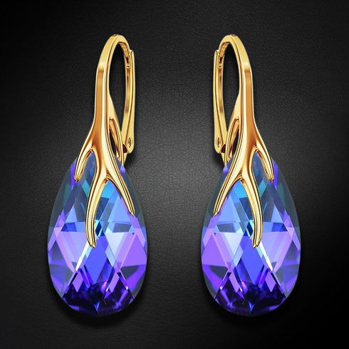 Silver Earrings "Baroque VII (Heliotrope)" with Swarovski™ Crystals