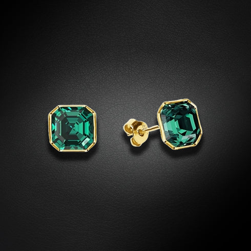 Silver Earrings "Imperial II (Emerald)" with Swarovski™ Crystals