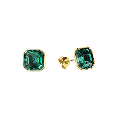 Silver Earrings "Imperial II (Emerald)" with Swarovski™ Crystals