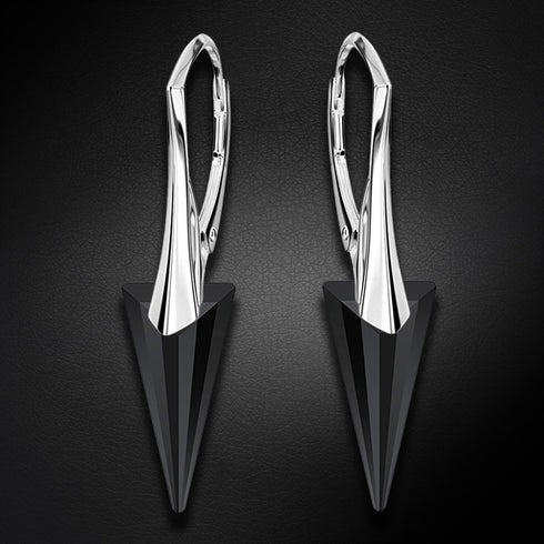 Silver Earrings "Smaile II (Jet)" with Swarovski™ Crystals