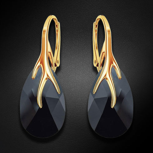 Silver earrings "Baroque VII (Jet)" with Swarovski™ crystals