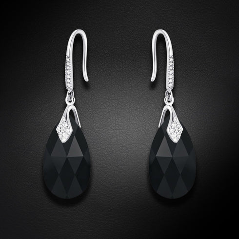 Silver Earrings "Baroque III (Jet)" with Swarovski™ Crystals