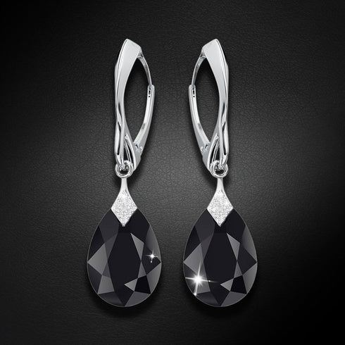 Silver Earrings "Moonlight (Jet)" with Swarovski™ Crystals