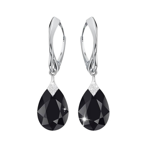 Silver Earrings "Moonlight (Jet)" with Swarovski™ Crystals