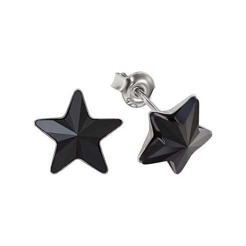 Children's Silver Earrings "Star (Jet)" with Swarovski™ Crystals