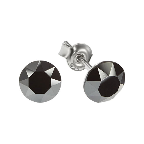 Silver Earrings "Classic (Jet Hematite)" with Swarovski™ Crystals