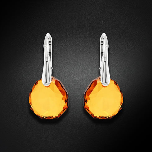 Silver Earrings "Ice Borders (Light Amber)" with Swarovski™ Crystals