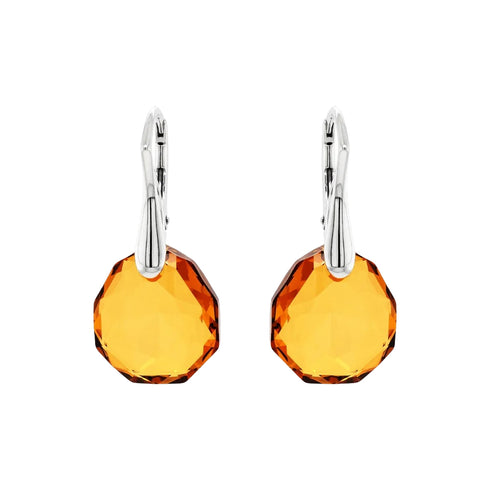 Silver Earrings "Ice Borders (Light Amber)" with Swarovski™ Crystals