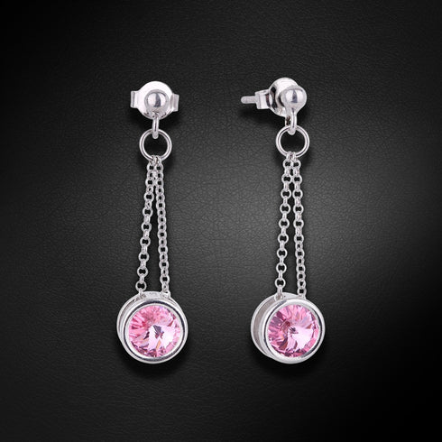 Silver Earrings "Bonbon (Light Rose)" with Swarovski™ Crystals