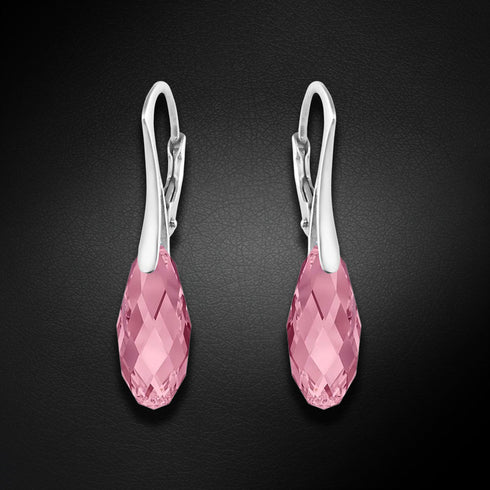 Silver Earrings "Anšante (Light Rose)" with Swarovski™ Crystals