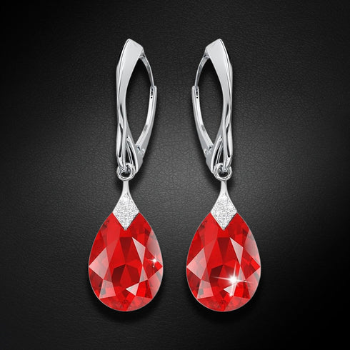 Silver Earrings "Moonlight (Light Siam)" with Swarovski™ Crystals