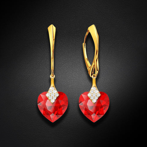 Sudraba auskari "Mīļais Valentīns (LIght Siam)" ar Swarovski™ kristāliem