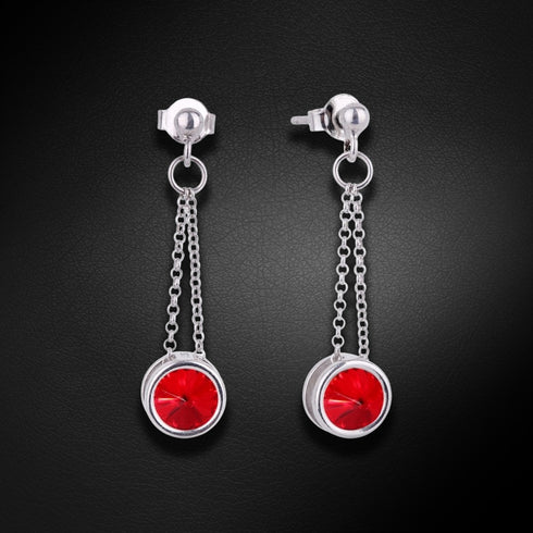 Silver Earrings "Bonbon (Light Siam)" with Swarovski™ Crystals