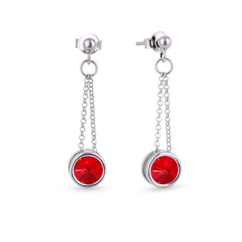 Silver earrings "Bonbon (Light Siam)" with Swarovski™ crystals