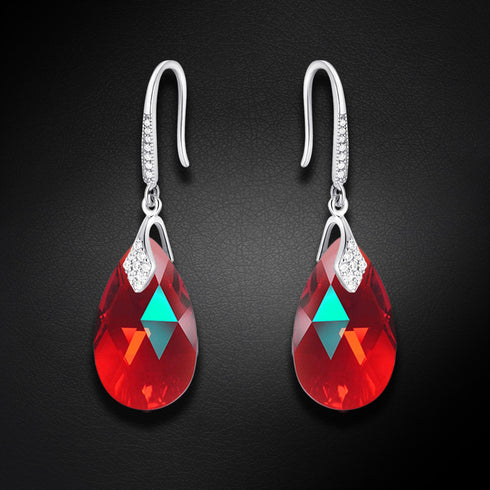 Silver earrings "Baroque III (Light Siam Shimmer)" with Swarovski™ crystals