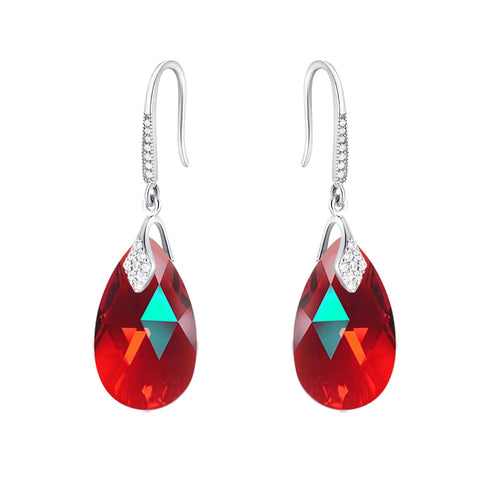 Silver earrings "Baroque III (Light Siam Shimmer)" with Swarovski™ crystals