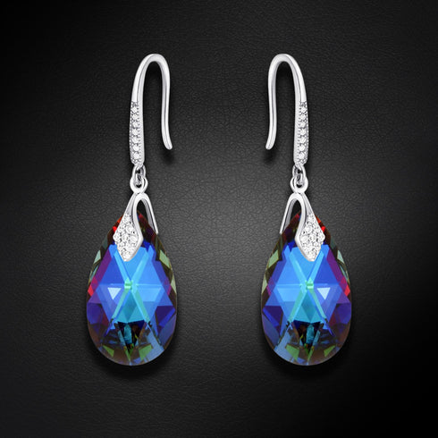 Silver earrings "Baroque III (Meridian Blue)" with Swarovski™ crystals