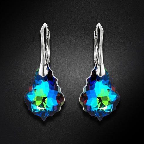 Silver Earrings "Baroque V (Meridian Blue)" with Swarovski™ Crystals