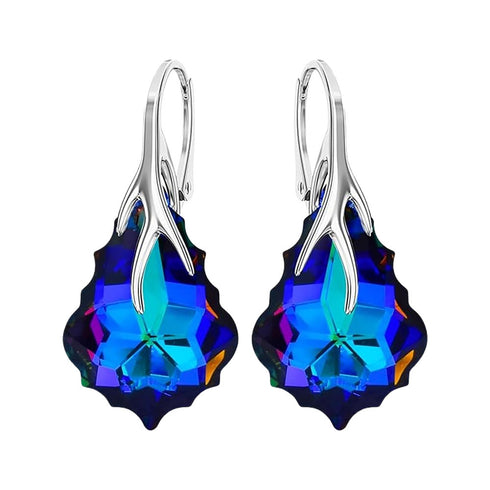 Silver Earrings "Baroque VI (Meridian Blue)" with Swarovski™ Crystals