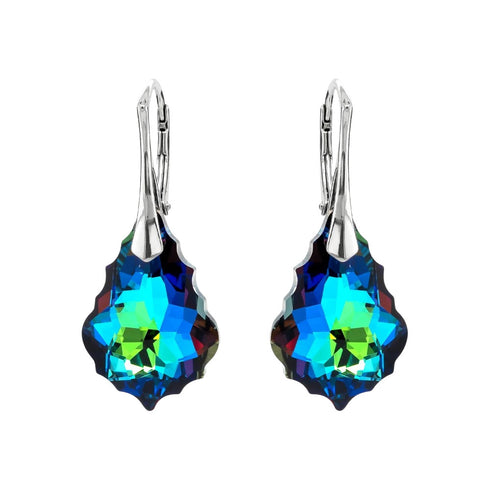 Silver Earrings "Baroque V (Meridian Blue)" with Swarovski™ Crystals