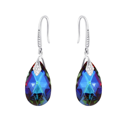 Silver earrings "Baroque III (Meridian Blue)" with Swarovski™ crystals