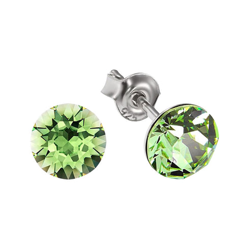 Silver Earrings "Classic (Peridot)" with Swarovski™ Crystals