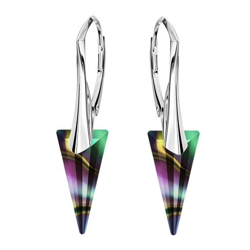 Silver earrings "Smaile II (Rainbow Dark)" with Swarovski™ crystals