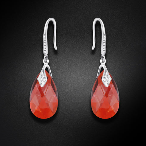 Silver Earrings "Baroque III (Red Magma)" with Swarovski™ Crystals