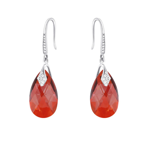 Silver Earrings "Baroque III (Red Magma)" with Swarovski™ Crystals
