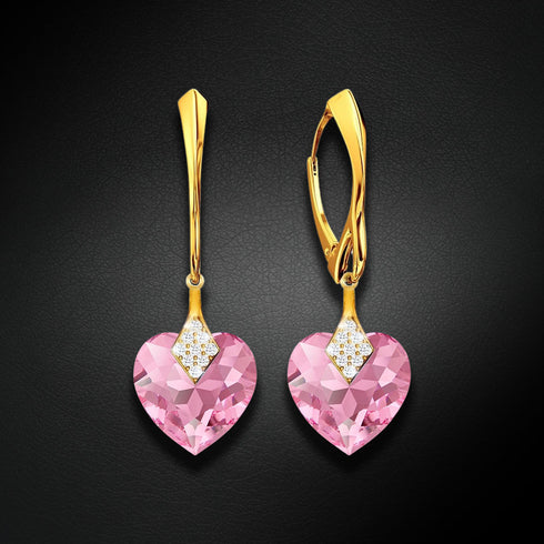 Silver Earrings "Dear Valentine (Light Rose)" with Swarovski™ Crystals