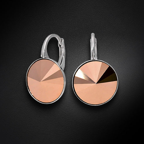 Sudraba auskari "Klaris IV (Rose Gold)" ar Swarovski™ kristāliem