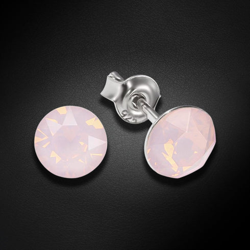 Silver Earrings "Classic (Rose Water Opal)" with Swarovski™ Crystals