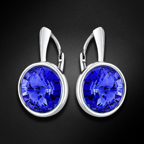 Sudraba auskari "Klaris (Sapphire)" ar Swarovski™ kristāliem