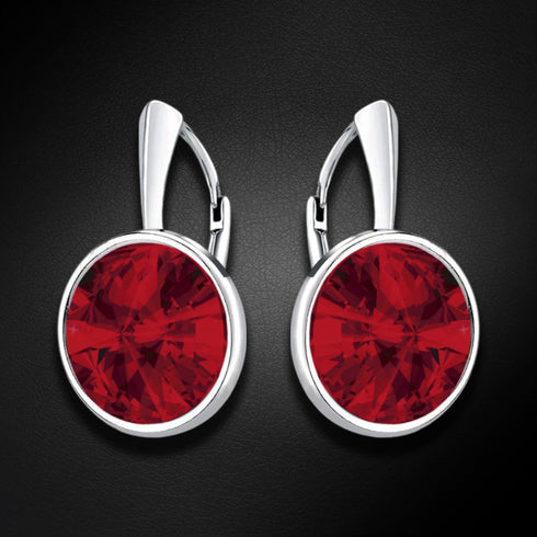 Sudraba auskari "Klaris (Scarlet)" ar Swarovski™ kristāliem