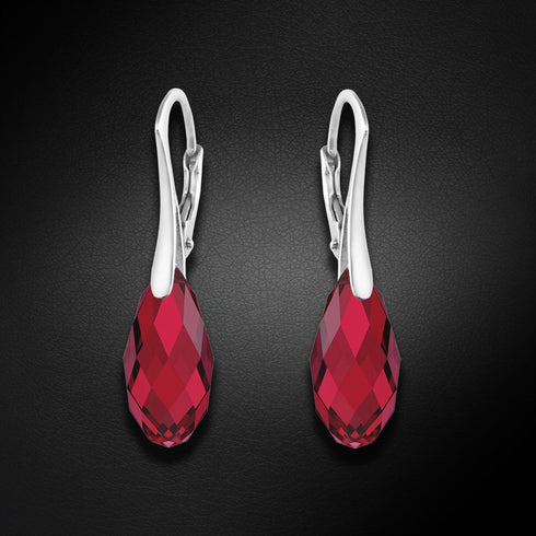 Silver Earrings "Anšante (Scarlet)" with Swarovski™ Crystals