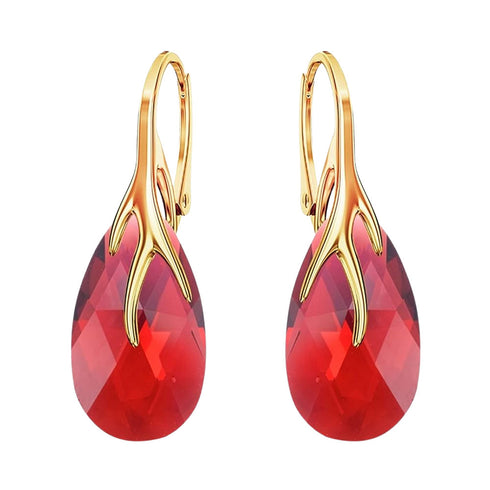 Silver Earrings "Baroque VII (Scarlet)" with Swarovski™ Crystals