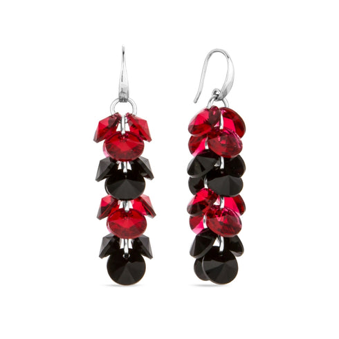 Sudraba auskari "Flamenco (Scarlet / Jet)" ar Swarovski™ kristāliem