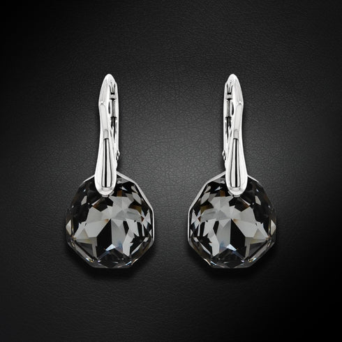 Silver Earrings "Ice Borders (Silver Night)" with Swarovski™ Crystals