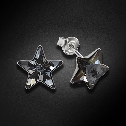 Children's silver earrings "Zvaigznīte (Silver Night)" with Swarovski™ crystals