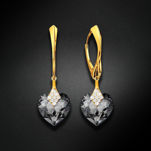 Silver Earrings "Dear Valentine (Silver Night)" with Swarovski™ Crystals