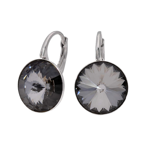 Sudraba auskari "Klaris IV (Silver Night)" ar Swarovski™ kristāliem