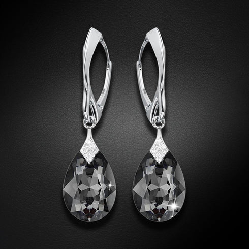 Silver Earrings "Moonlight (Silver Night)" with Swarovski™ Crystals