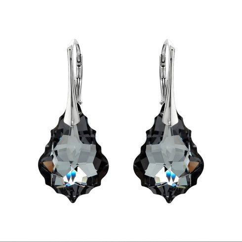 Silver Earrings "Baroka V (Silver Night)" with Swarovski™ Crystals