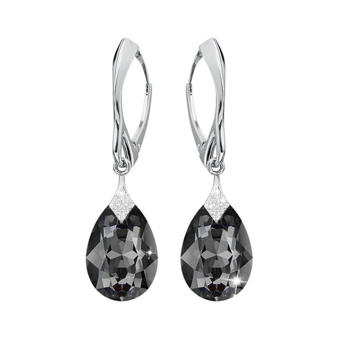 Silver Earrings "Moonlight (Silver Night)" with Swarovski™ Crystals