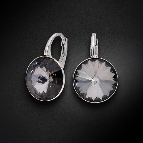Sudraba auskari "Klaris IV (Silver Night)" ar Swarovski™ kristāliem
