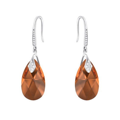 Silver Earrings "Baroka III (Smoked Amber)" with Swarovski™ Crystals