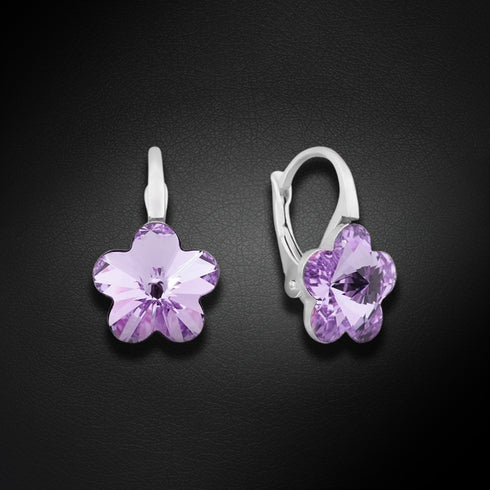 Серебряные серьги "Saules Ziediņš II (Violet)" с кристаллами Swarovski™