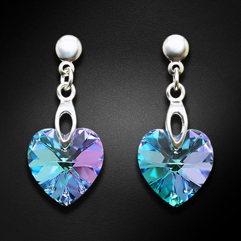 Sudraba auskari "Iemīlējusies Sirds II (Vitrail Light)" ar Swarovski™ kristāliem