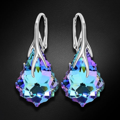 Silver Earrings "Baroque VI (Vitrail Light)" with Swarovski™ Crystals